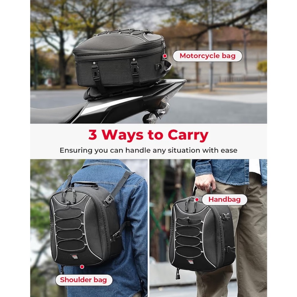 Kemi Moto Stylish Black Motorcycle Tail Bag. - Picture 7 of 11